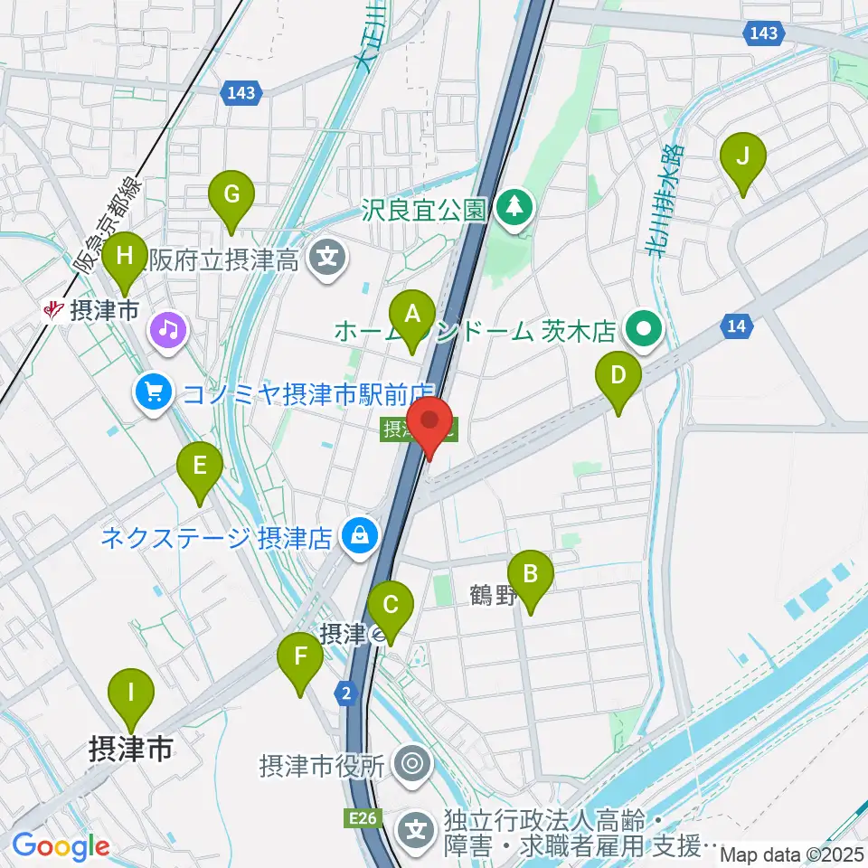 茨木ジャックライオン周辺のコンビニエンスストア一覧地図
