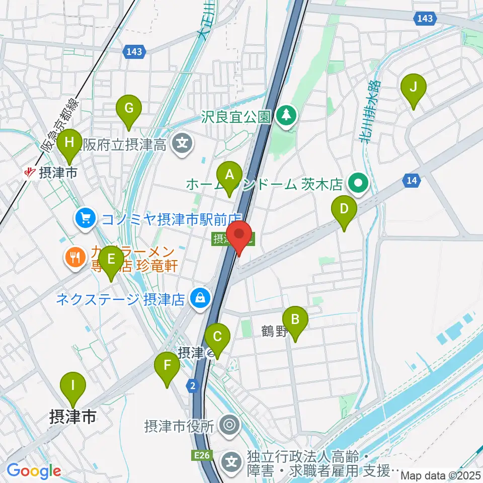 茨木ジャックライオン周辺のコンビニエンスストア一覧地図