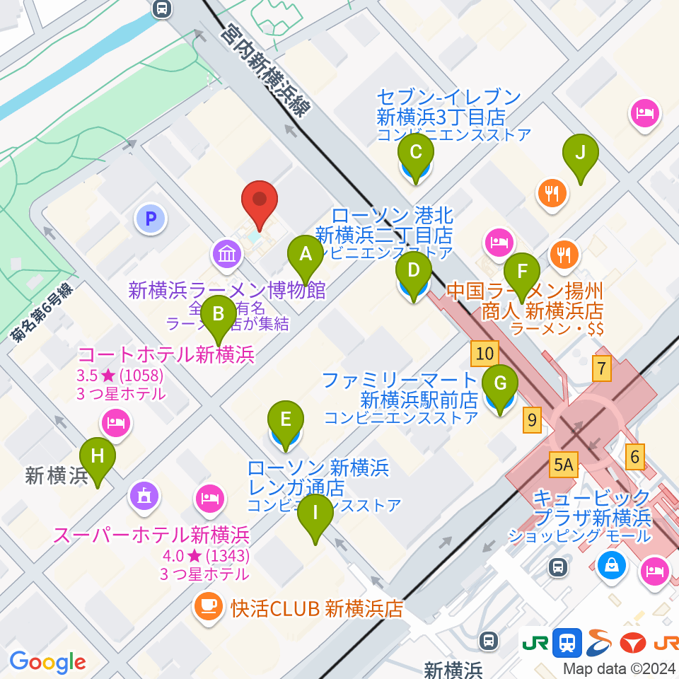 新横浜チャーリーズバー周辺のコンビニエンスストア一覧地図