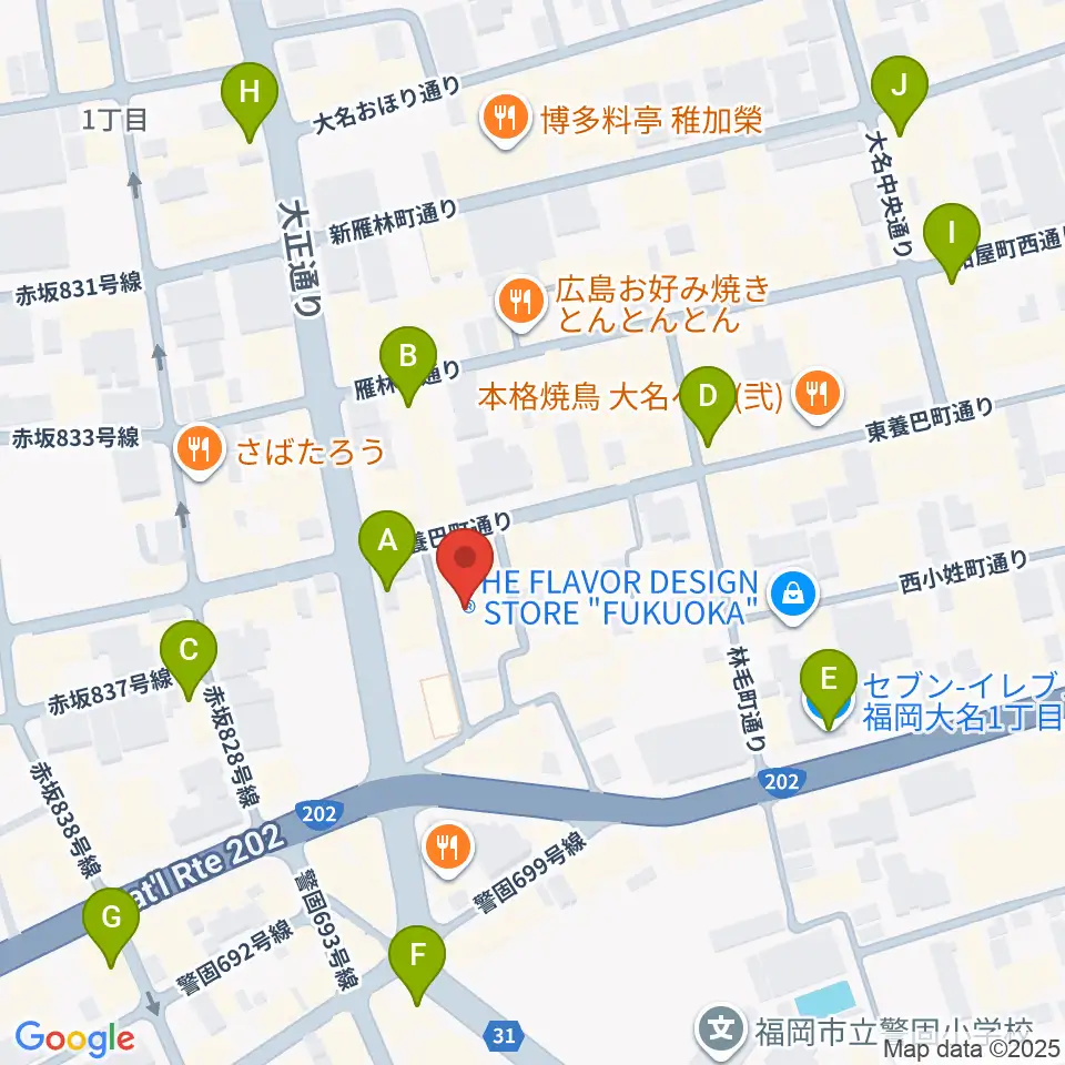 福岡リブラボ周辺のコンビニエンスストア一覧地図