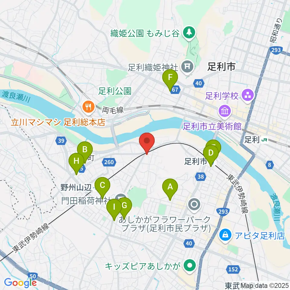 足利ライブハウス大使館周辺のコンビニエンスストア一覧地図