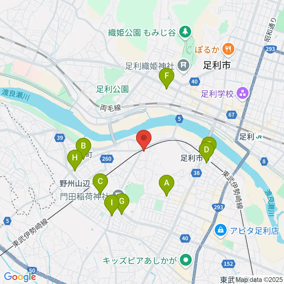 足利ライブハウス大使館周辺のコンビニエンスストア一覧地図
