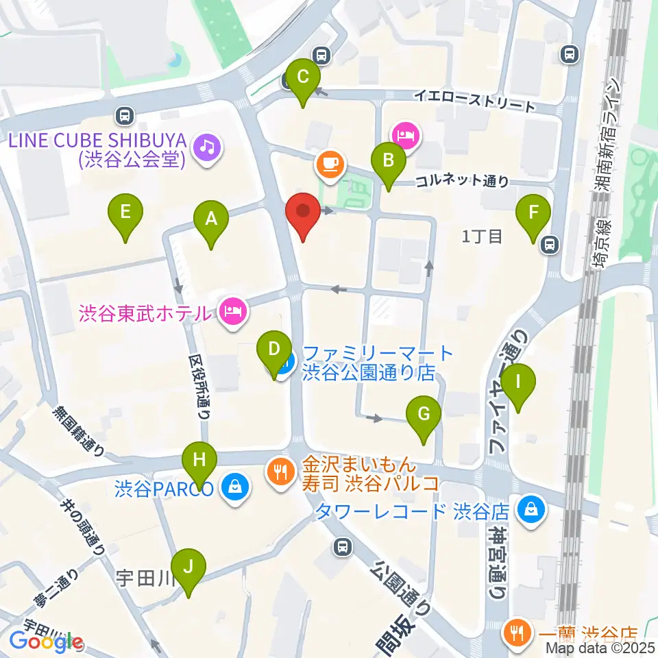 nagomix渋谷周辺のコンビニエンスストア一覧地図