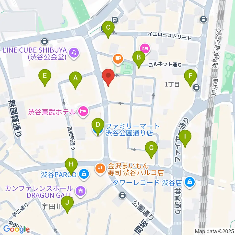 nagomix渋谷周辺のコンビニエンスストア一覧地図