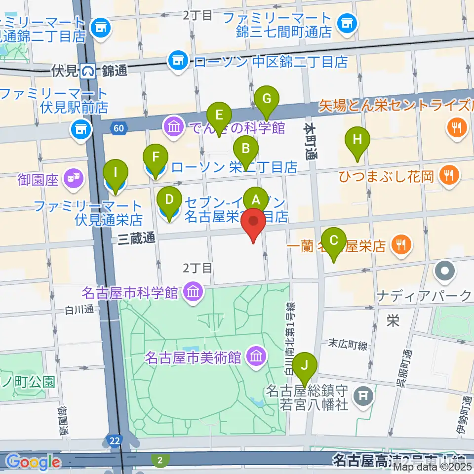 アーク栄サロンホール周辺のコンビニエンスストア一覧地図