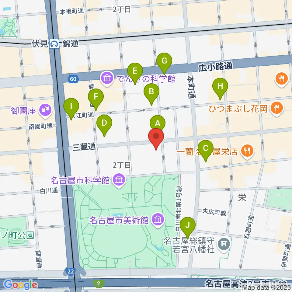 アーク栄サロンホール周辺のコンビニエンスストア一覧地図