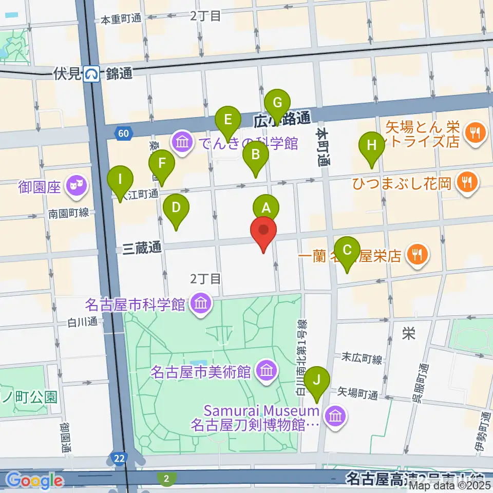 アーク栄サロンホール周辺のコンビニエンスストア一覧地図