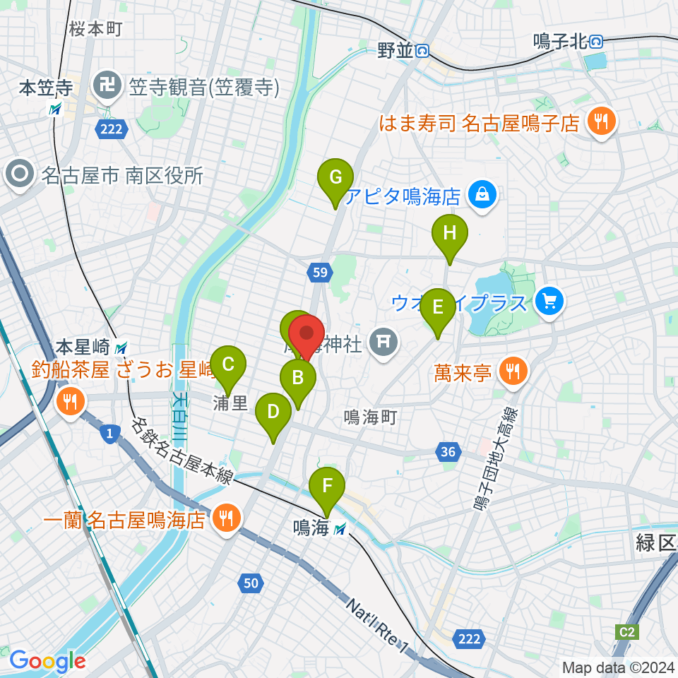 ギャラリーみふね 風の音周辺のコンビニエンスストア一覧地図