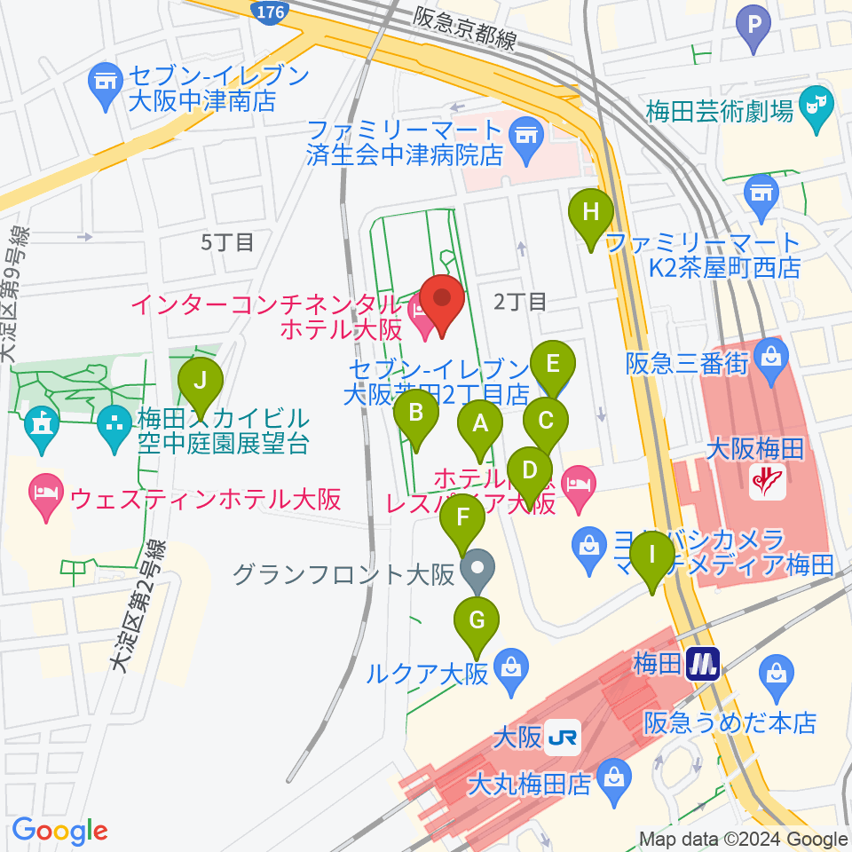 グランフロント大阪 ナレッジシアター周辺のコンビニエンスストア一覧地図