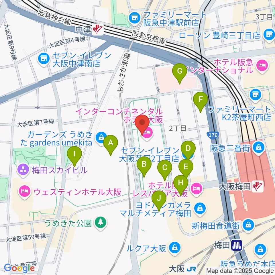 グランフロント大阪 ナレッジシアター周辺のコンビニエンスストア一覧地図