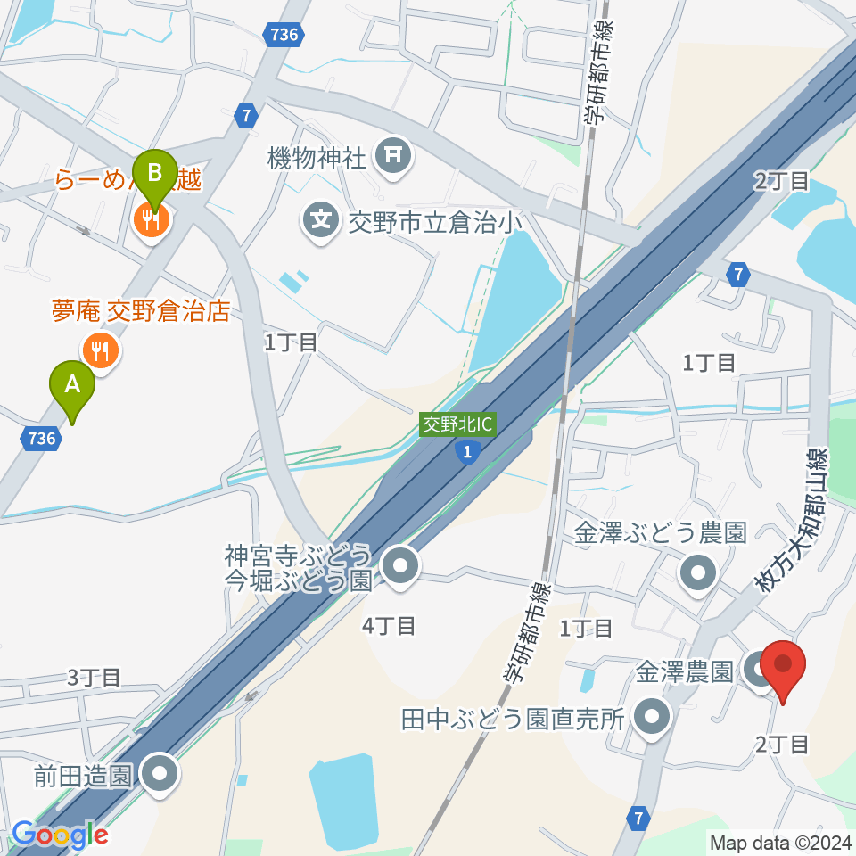 金澤ギタースクール交野教室周辺のコンビニエンスストア一覧地図