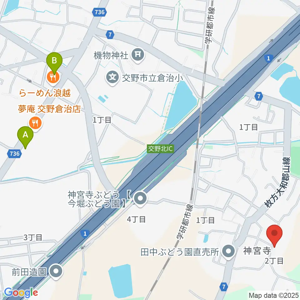 金澤ギタースクール交野教室周辺のコンビニエンスストア一覧地図