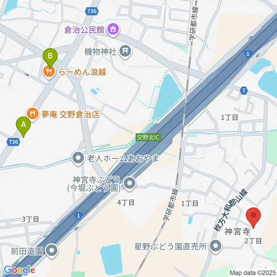 金澤ギタースクール交野教室周辺のコンビニエンスストア一覧地図
