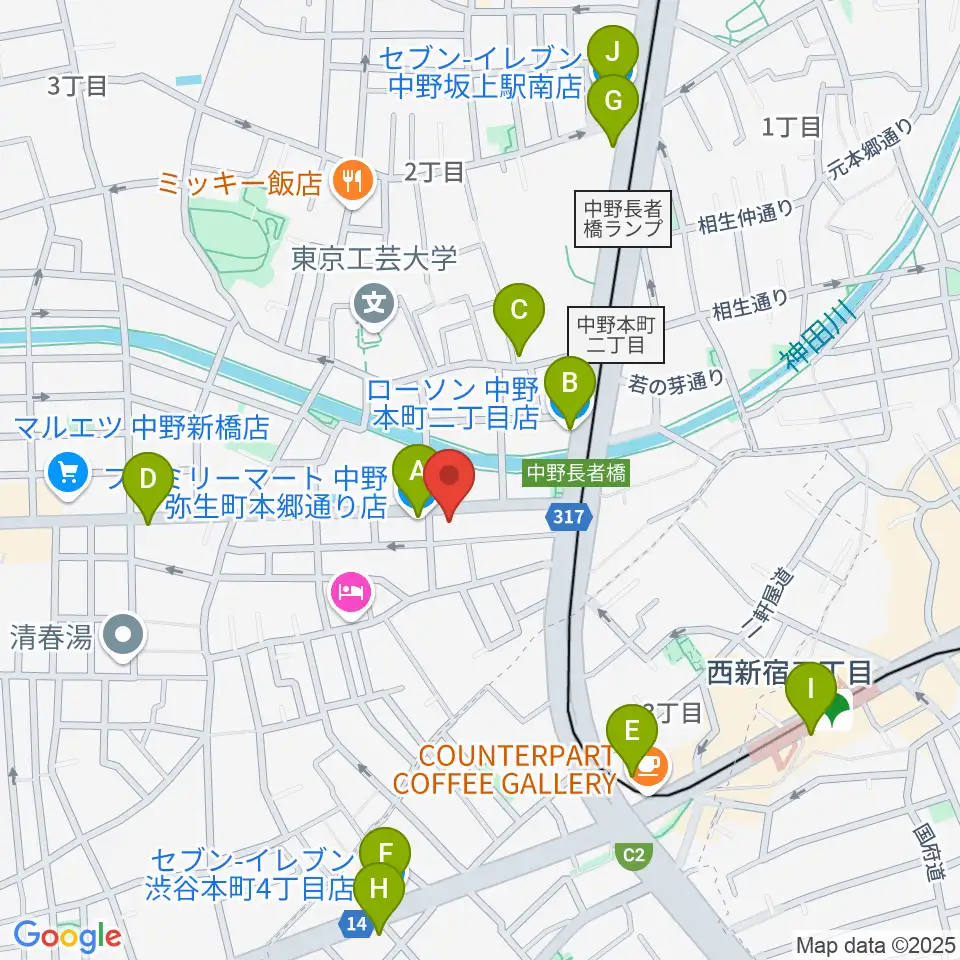 ロックフォード MELODIA Tokyo周辺のコンビニエンスストア一覧地図