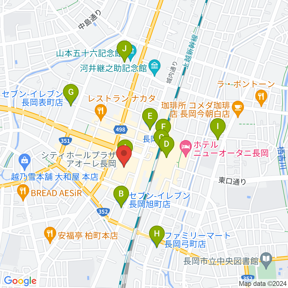 アオーレ長岡周辺のコンビニエンスストア一覧地図