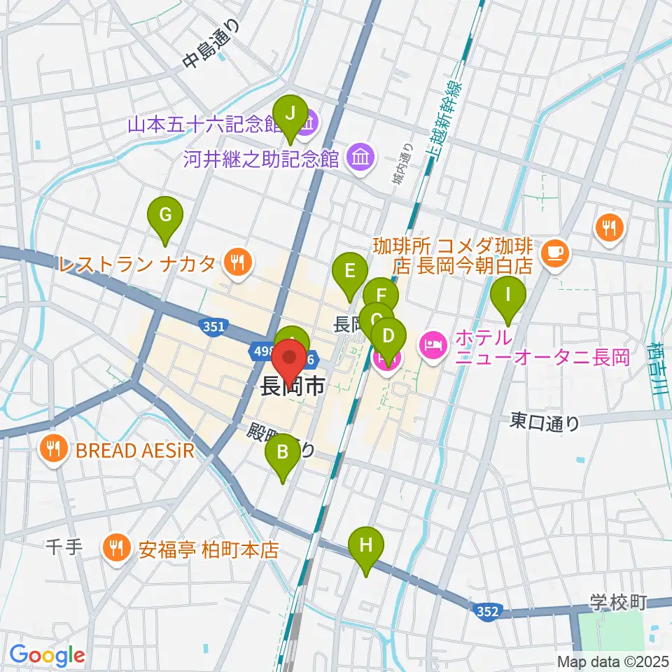 アオーレ長岡周辺のコンビニエンスストア一覧地図