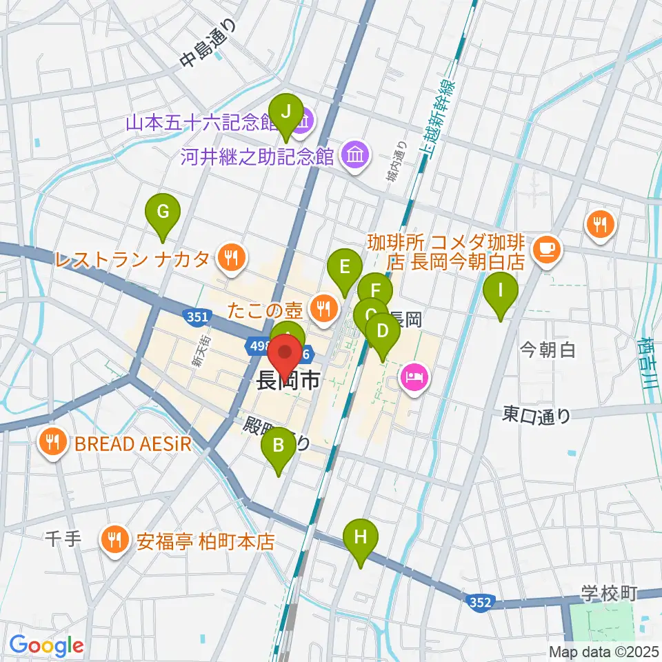 アオーレ長岡周辺のコンビニエンスストア一覧地図