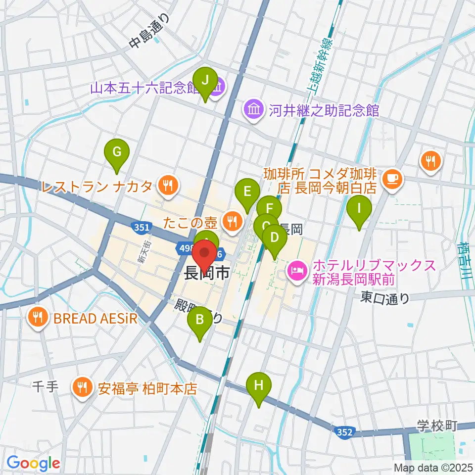 アオーレ長岡周辺のコンビニエンスストア一覧地図