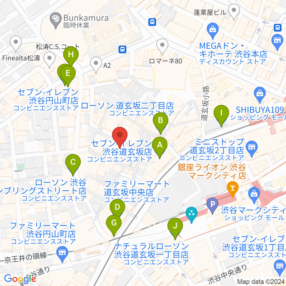 スタジオ映音空間 渋谷スタジオ周辺のコンビニエンスストア一覧地図