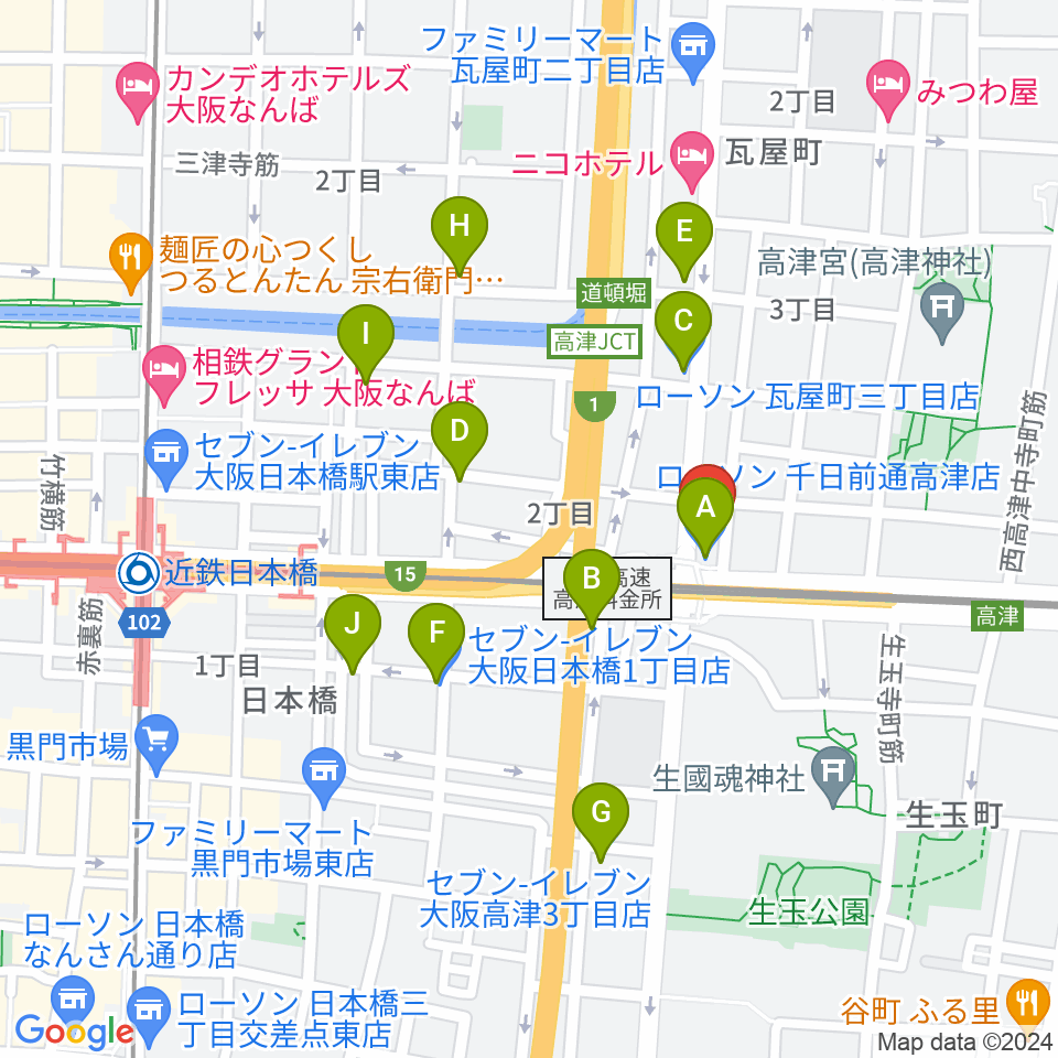 STARBOX周辺のコンビニエンスストア一覧地図