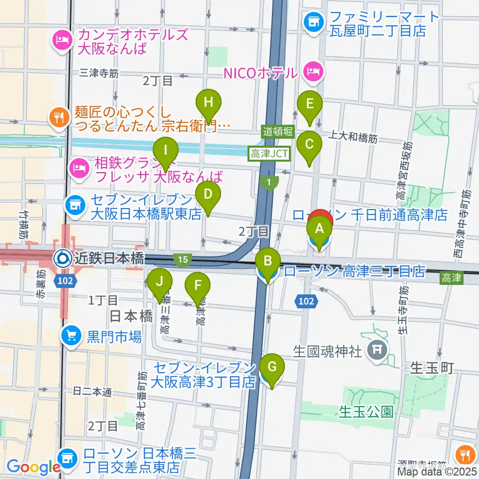 STARBOX周辺のコンビニエンスストア一覧地図