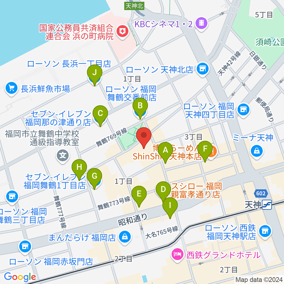 福岡DRUM SON周辺のコンビニエンスストア一覧地図