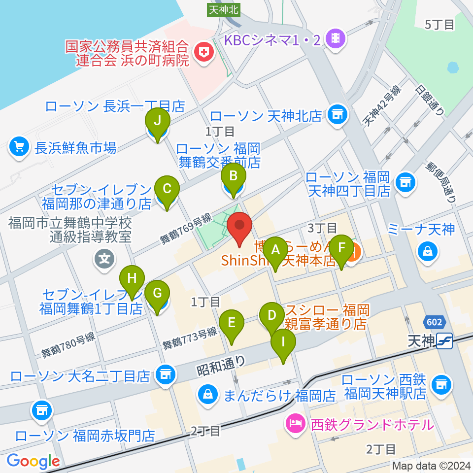 福岡DRUM SON周辺のコンビニエンスストア一覧地図