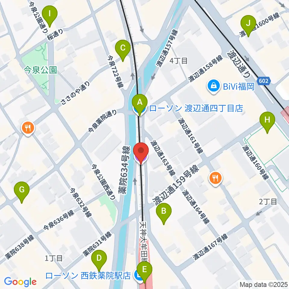 福岡薬院ビートステーション周辺のコンビニエンスストア一覧地図