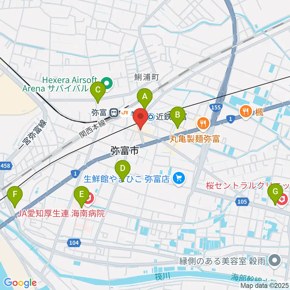 ポワンポワンスタジオ弥富校周辺のコンビニエンスストア一覧地図