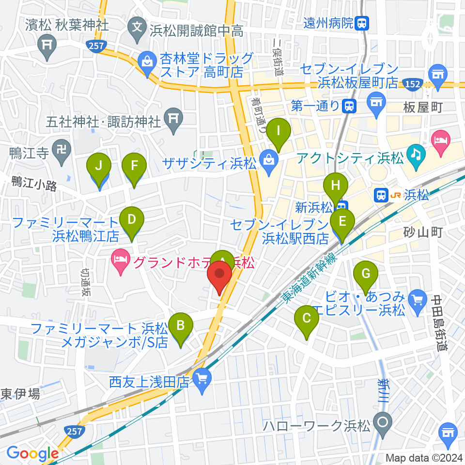 浜松ズート・ホーン・ロロ周辺のコンビニエンスストア一覧地図