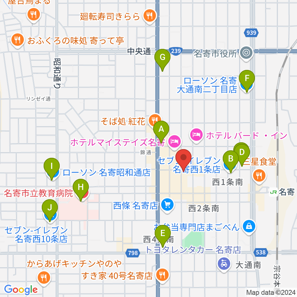 名寄One step cafe周辺のコンビニエンスストア一覧地図