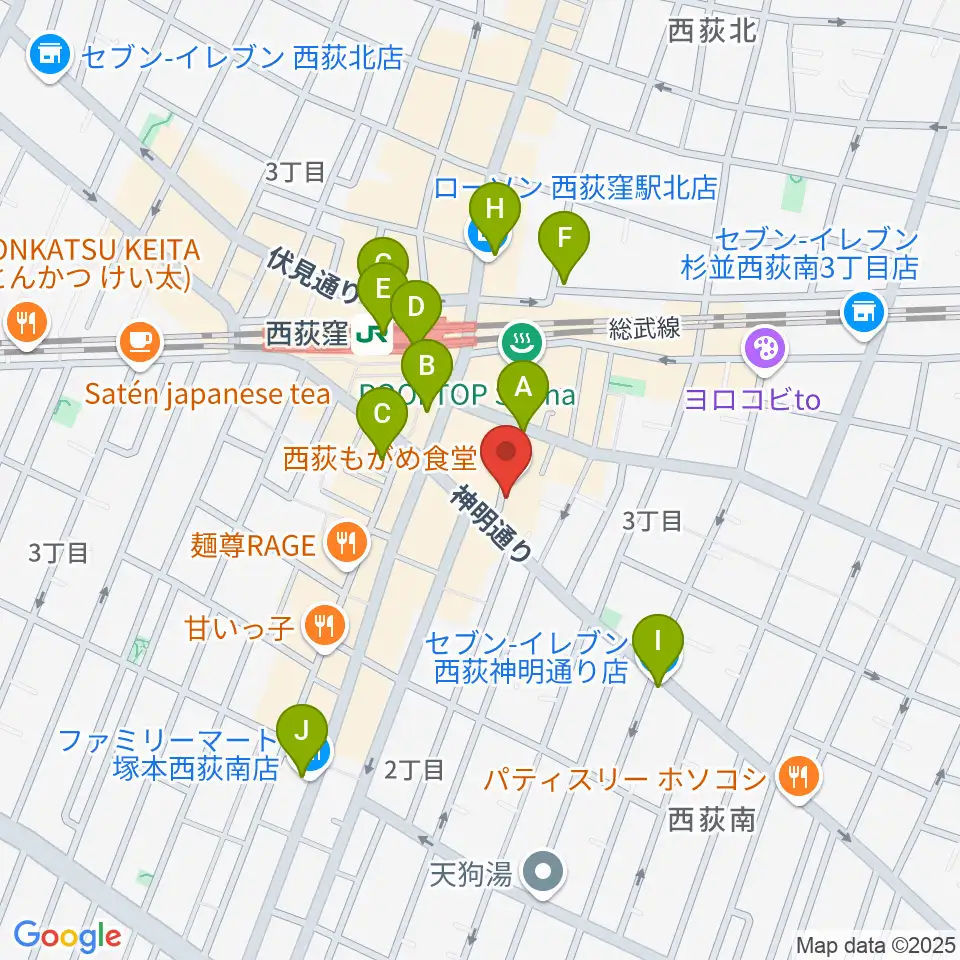 w.jaz周辺のコンビニエンスストア一覧地図