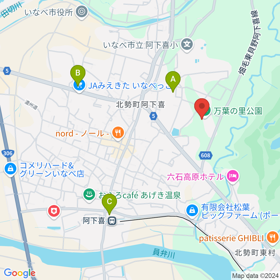 いなべエフエム周辺のコンビニエンスストア一覧地図