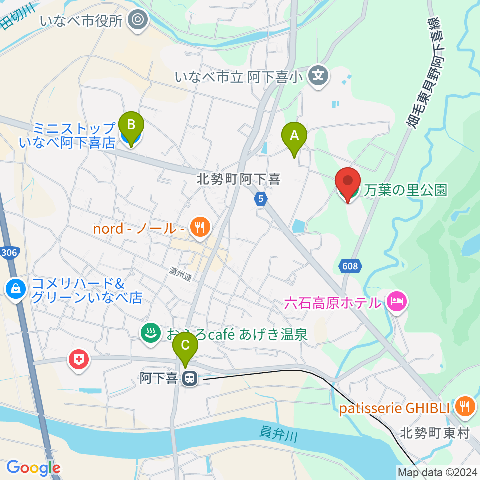 いなべ市北勢市民会館周辺のコンビニエンスストア一覧地図