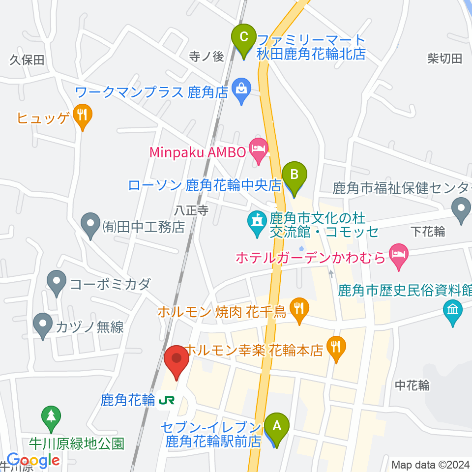 鹿角きりたんぽFM周辺のコンビニエンスストア一覧地図