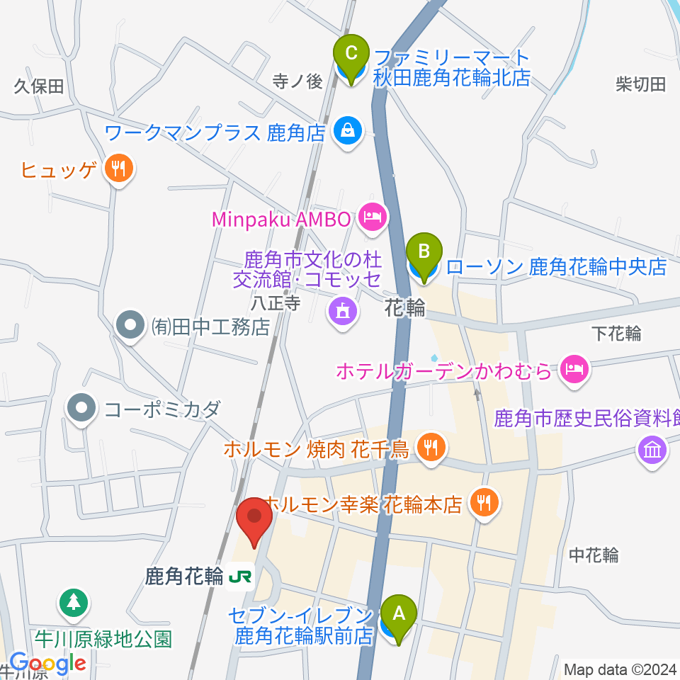 鹿角きりたんぽFM周辺のコンビニエンスストア一覧地図