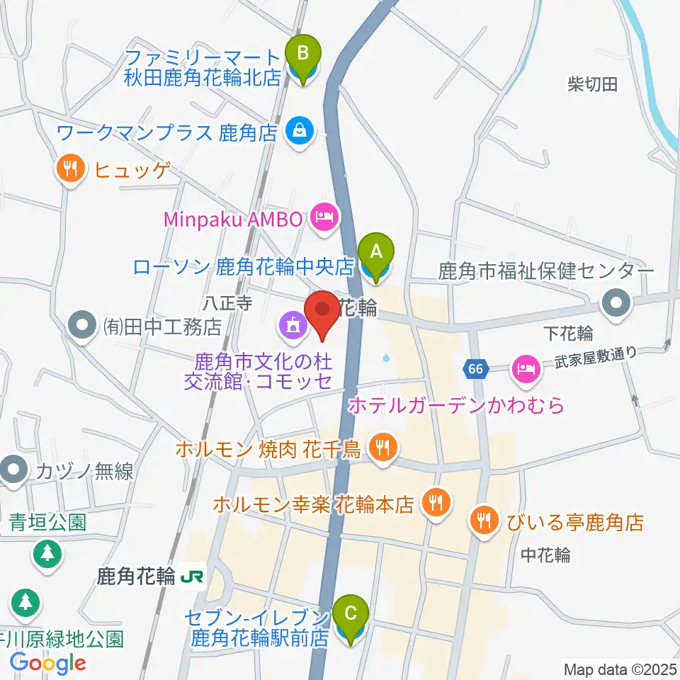 鹿角市文化の杜交流館 コモッセ周辺のコンビニエンスストア一覧地図