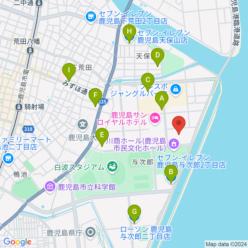 南日本新聞会館みなみホール周辺のコンビニエンスストア一覧地図