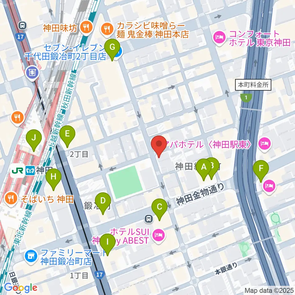 神田ISOLDE周辺のコンビニエンスストア一覧地図