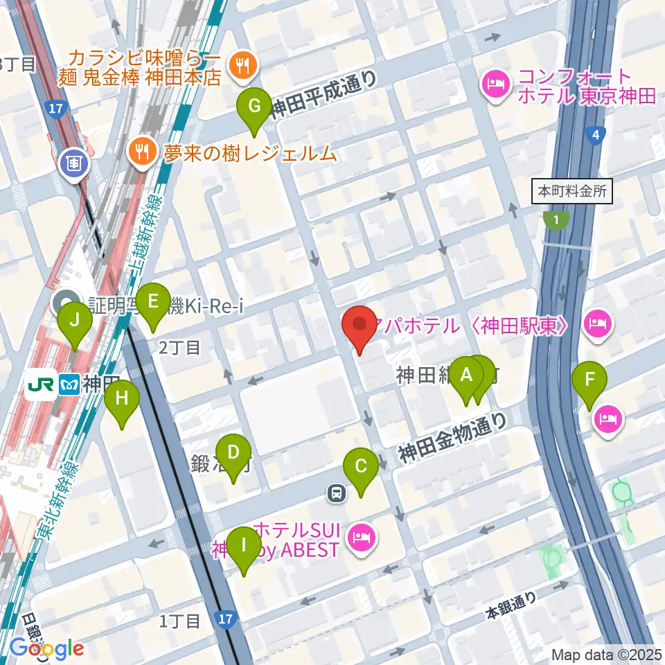 神田ISOLDE周辺のコンビニエンスストア一覧地図