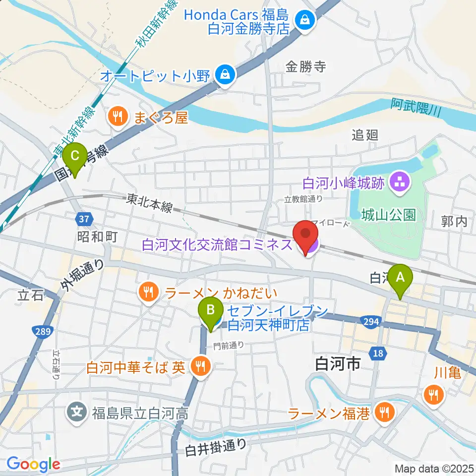 白河文化交流館コミネス周辺のコンビニエンスストア一覧地図