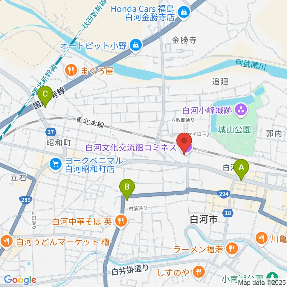 白河文化交流館コミネス周辺のコンビニエンスストア一覧地図