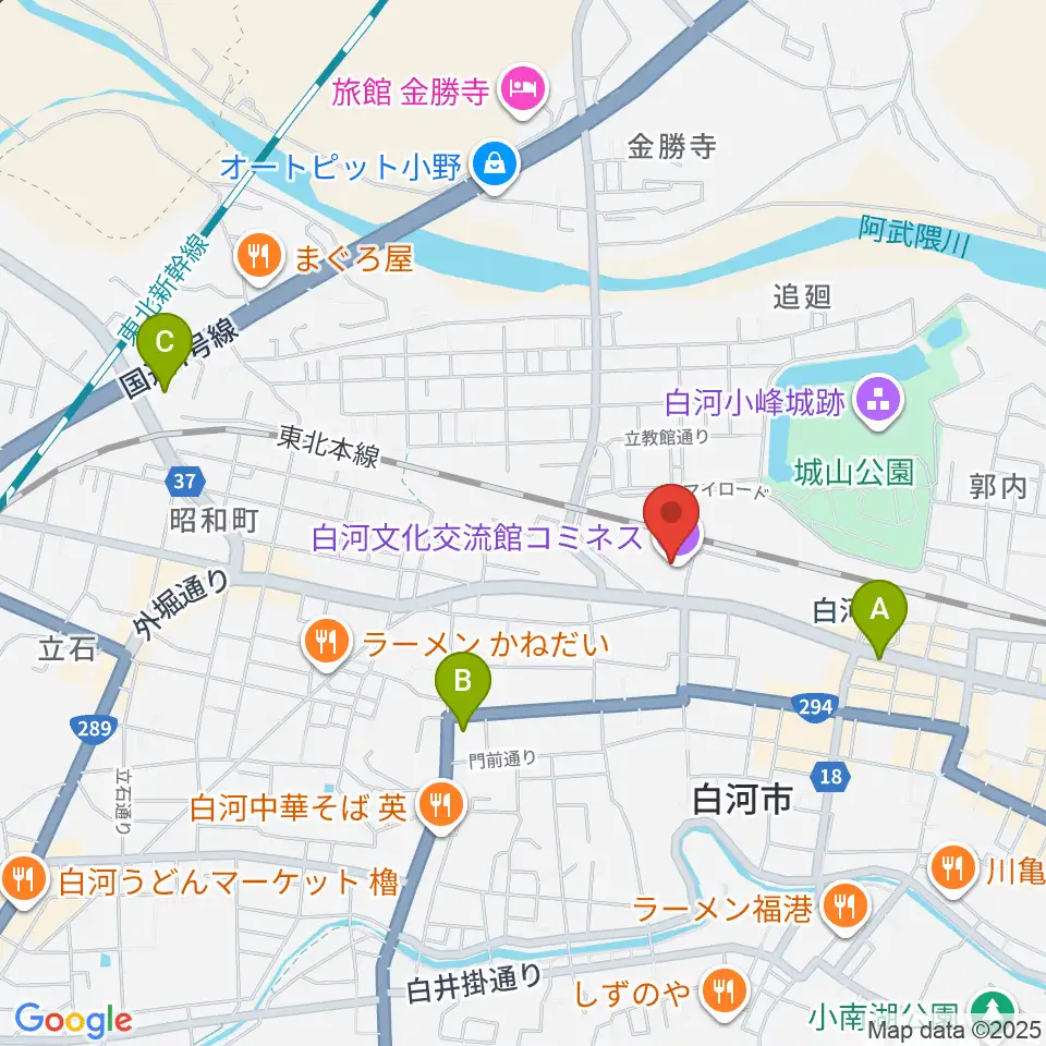 白河文化交流館コミネス周辺のコンビニエンスストア一覧地図