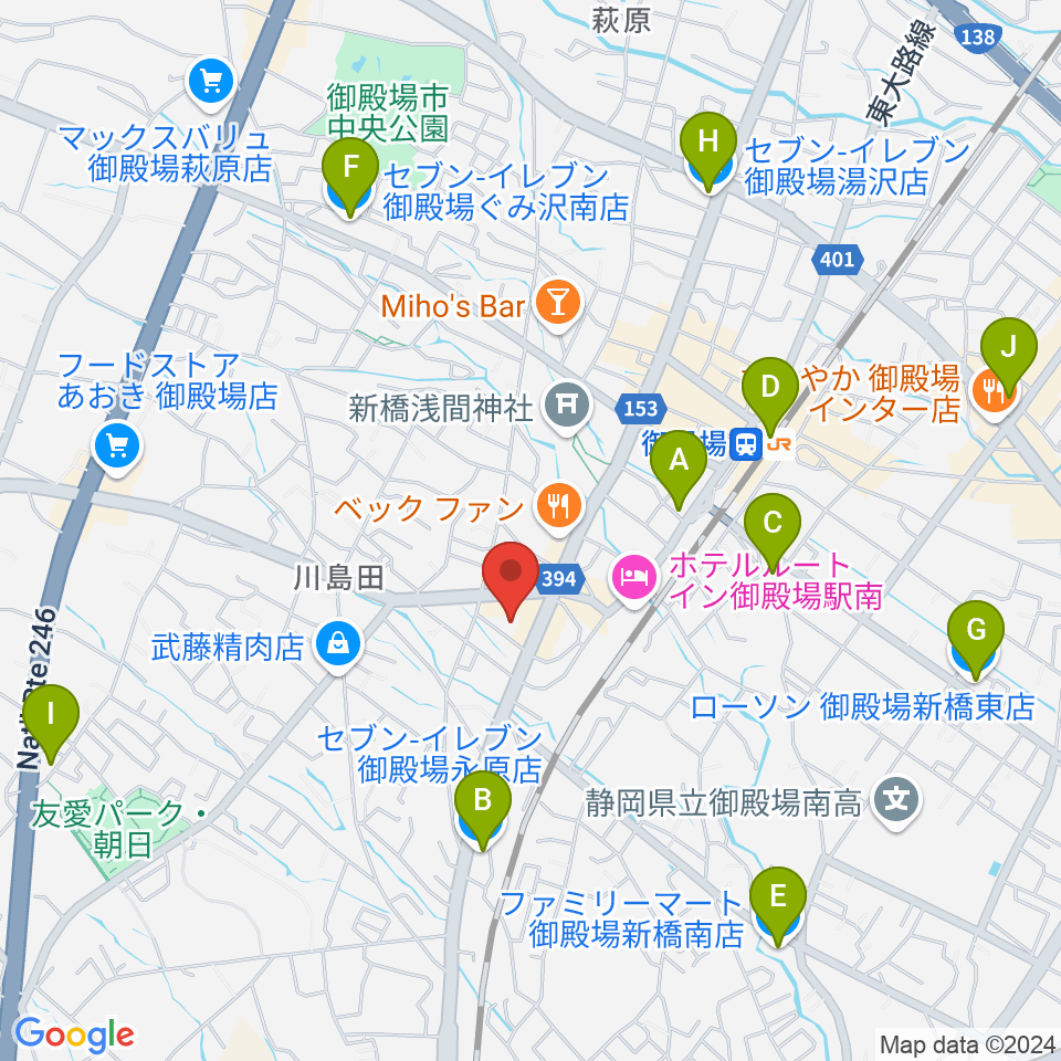 富士山GOGOエフエム周辺のコンビニエンスストア一覧地図