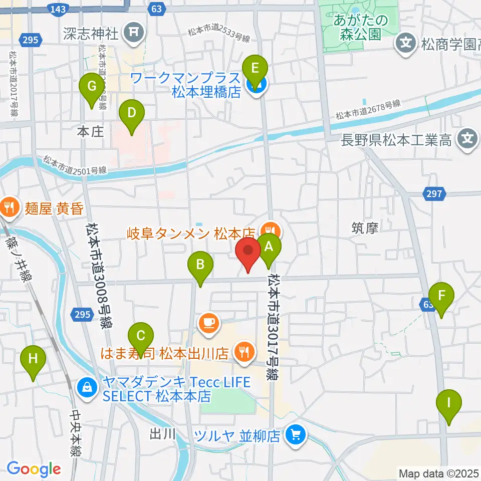 FMまつもと周辺のコンビニエンスストア一覧地図