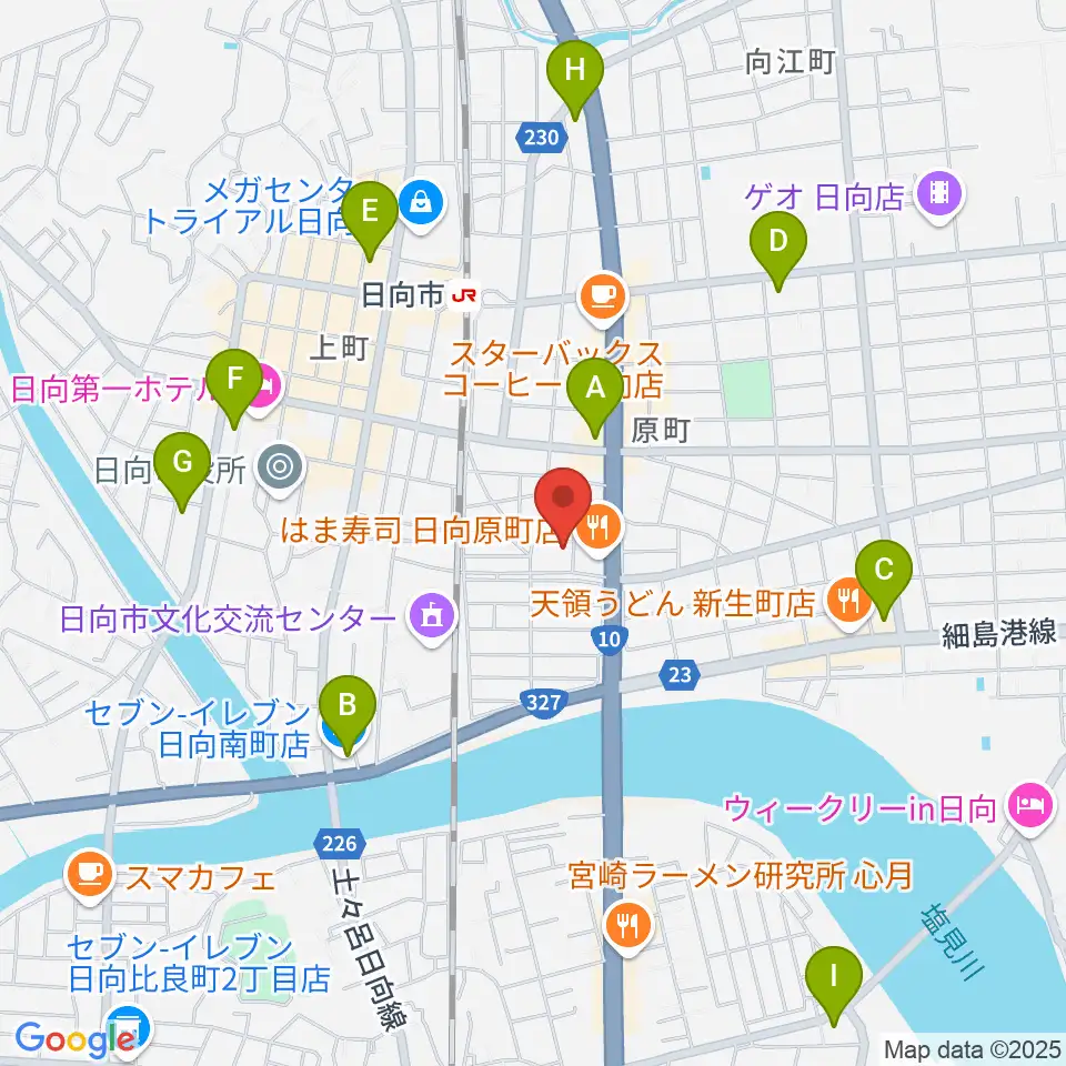 FMひゅうが周辺のコンビニエンスストア一覧地図