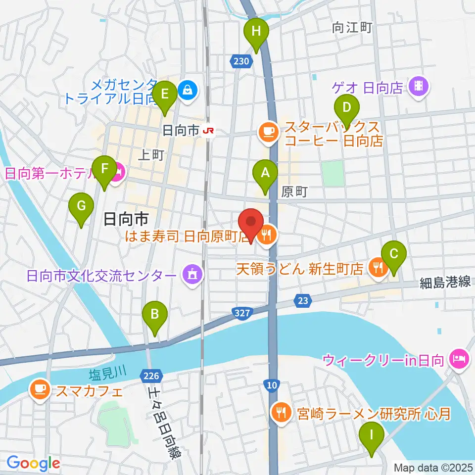 FMひゅうが周辺のコンビニエンスストア一覧地図