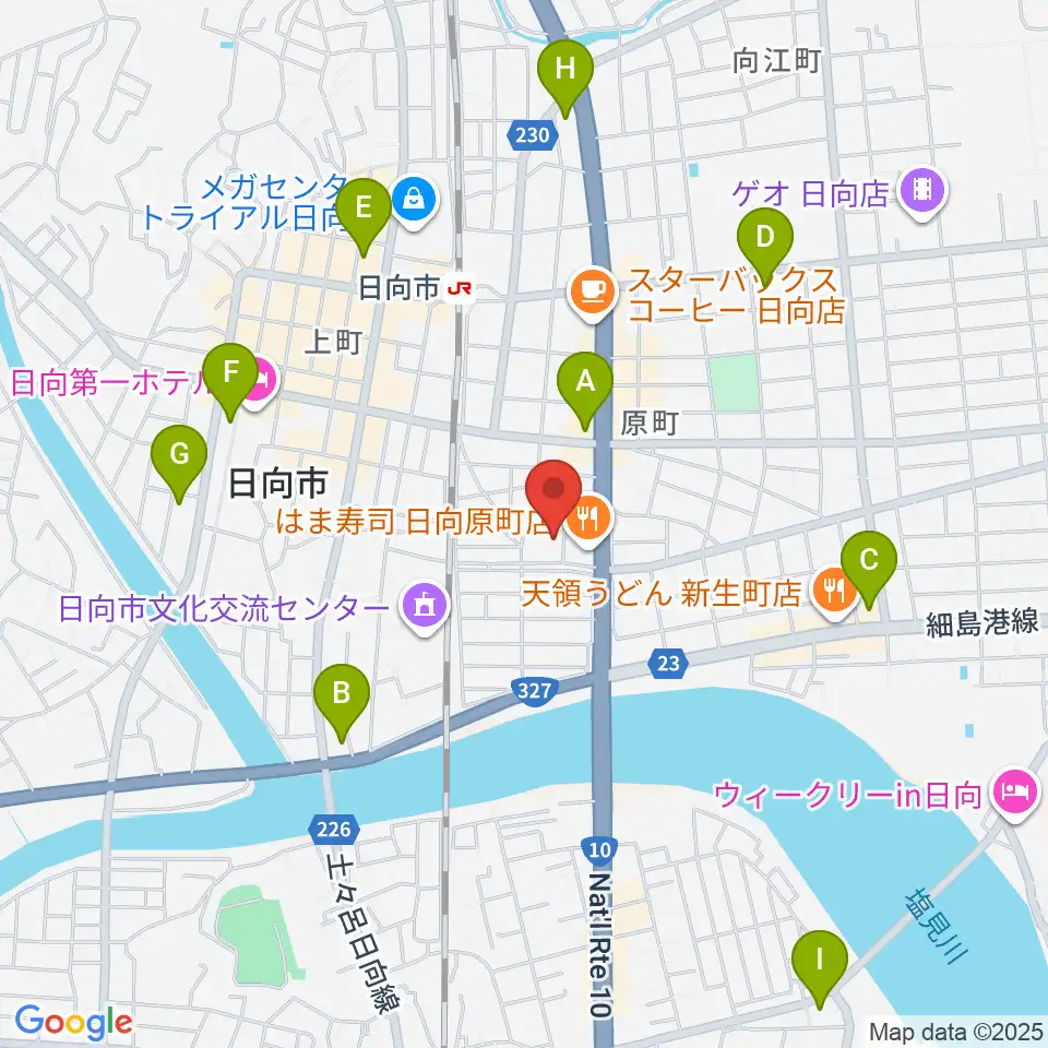 FMひゅうが周辺のコンビニエンスストア一覧地図