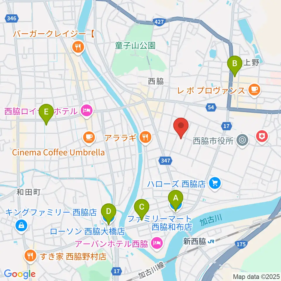 岡本ピアノ工房周辺のコンビニエンスストア一覧地図
