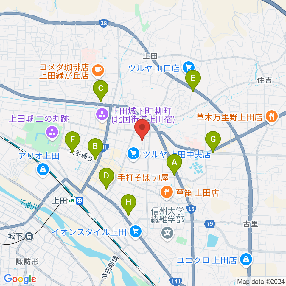 中澤ホール周辺のコンビニエンスストア一覧地図